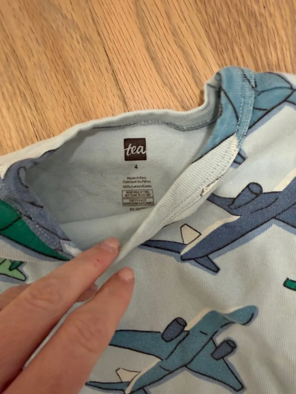 Tea Collection Light Blue Airplane Pajama Set with Green & Navy Planes